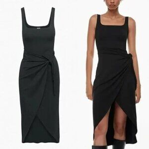 Aritzia Wilfred Saturn Wrap Midi Jersey Dress Black Size Large